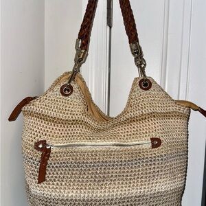 The Sak Cream and Brown Crocheted Women's Bag - Boho - Slouchy